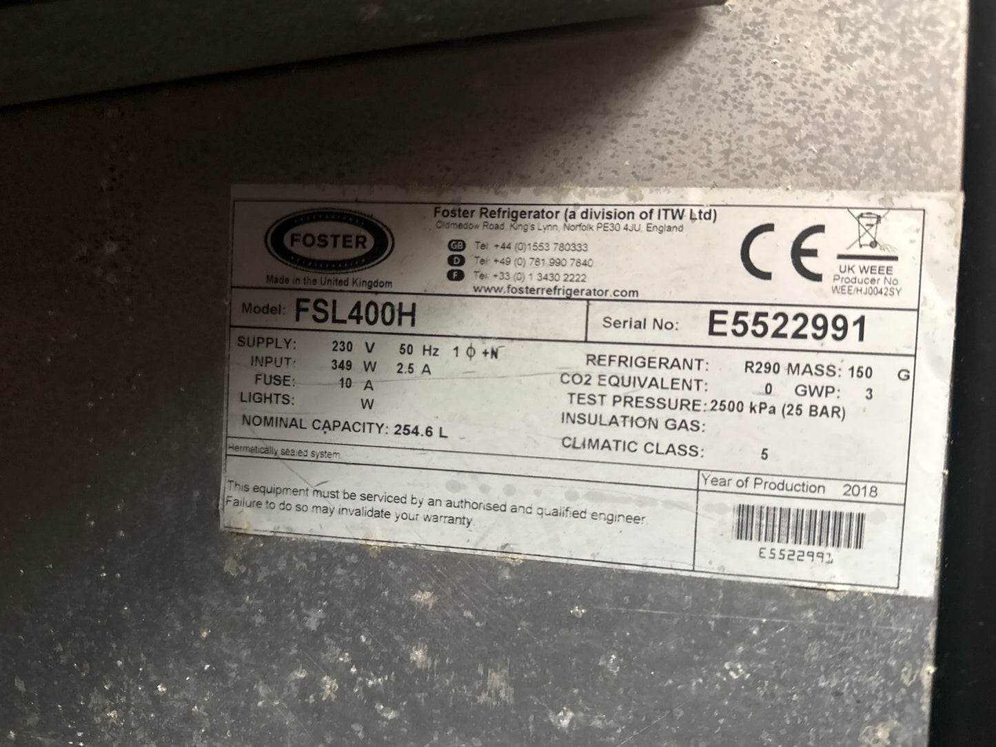 Foster FSL400H Fridge - Grade A (Great)