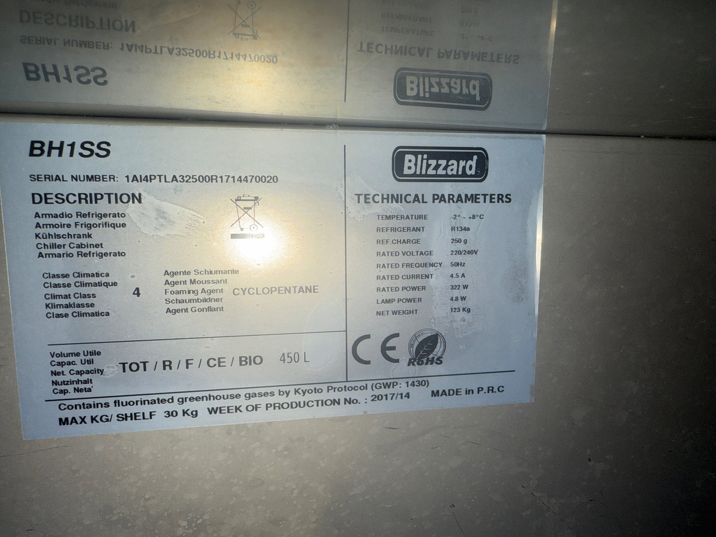 Blizzard  BH1SS  Fridge - Grade A (Great)