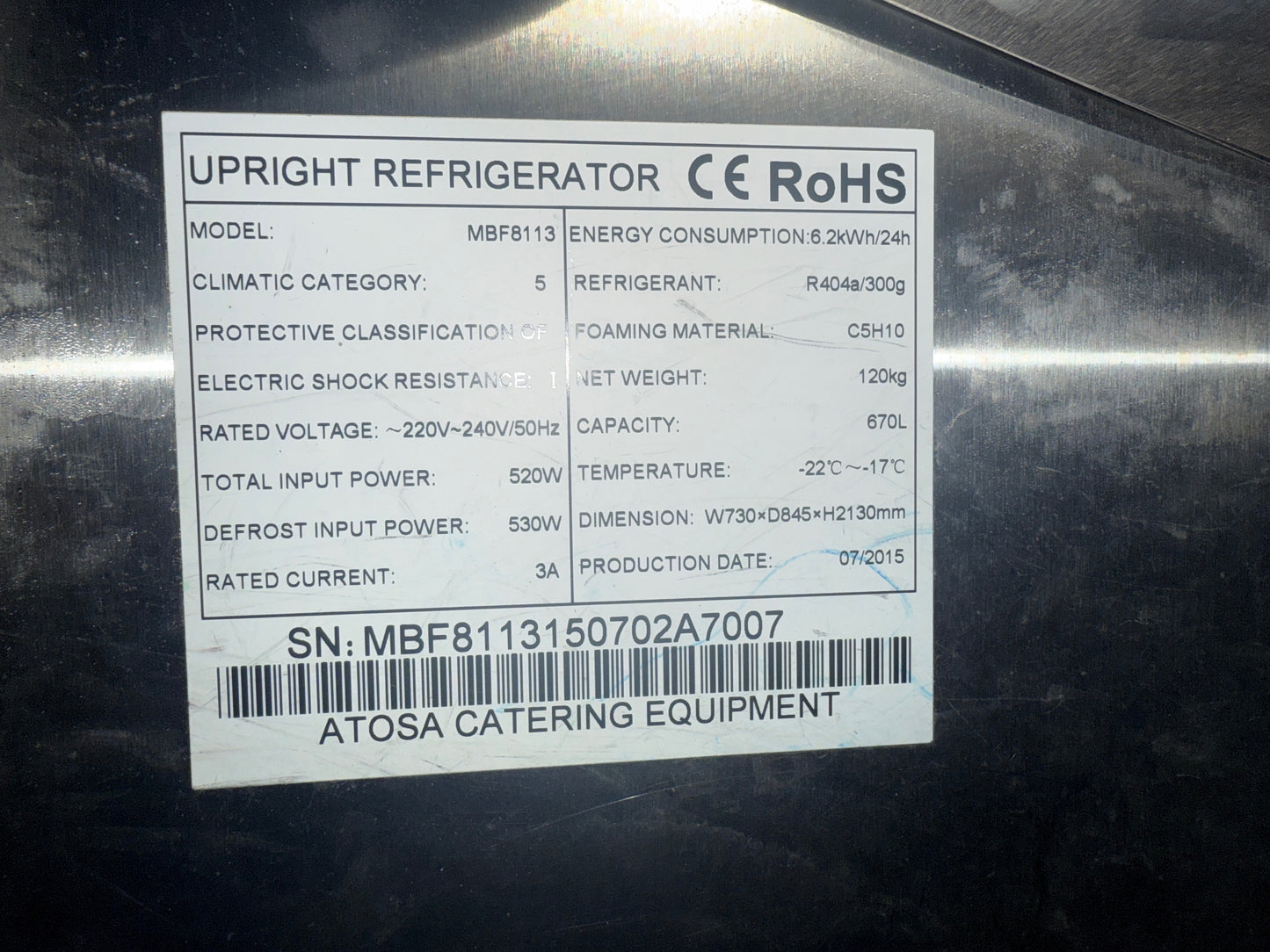 Valera MBF8113 Fridge - Grade A (Great)